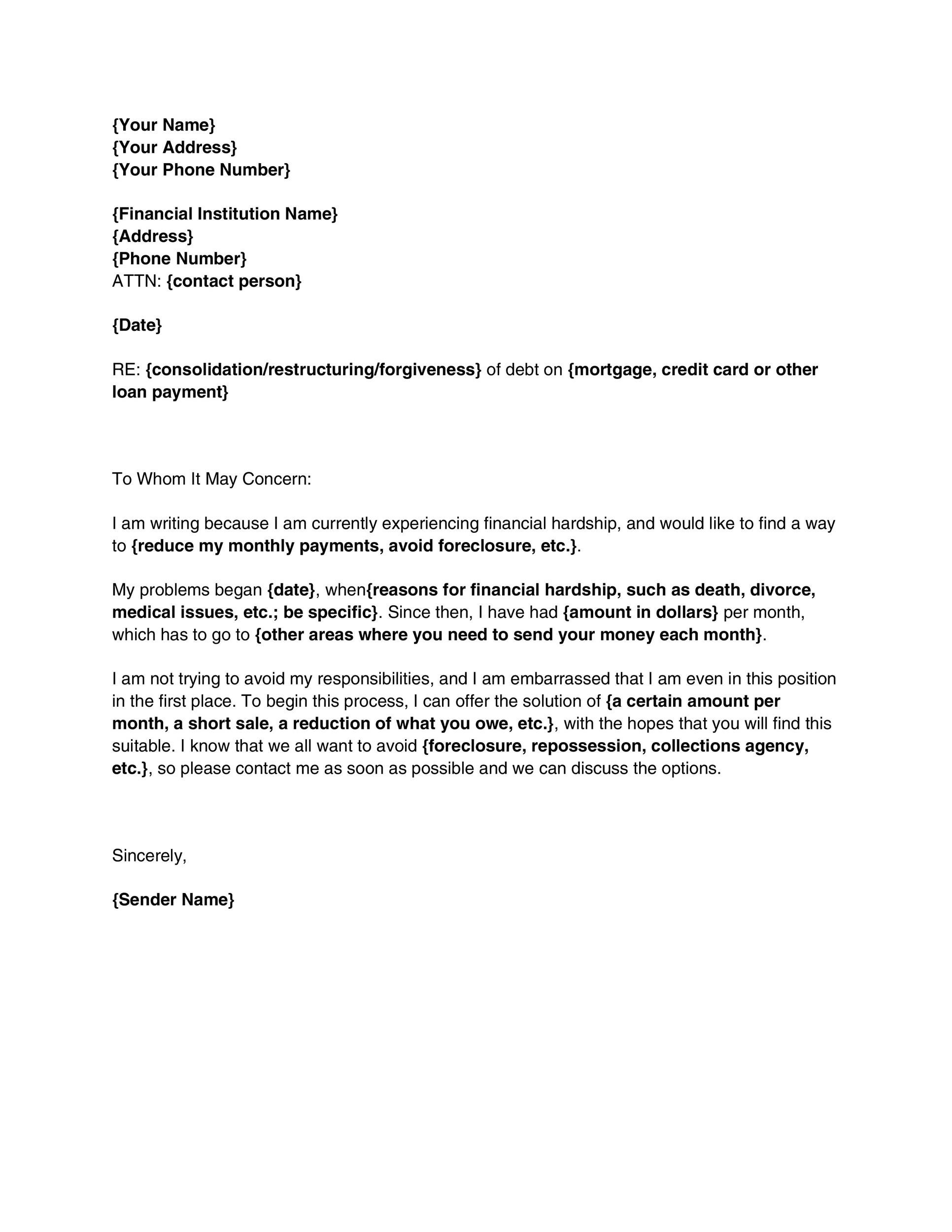 hardship letter for mortgage example