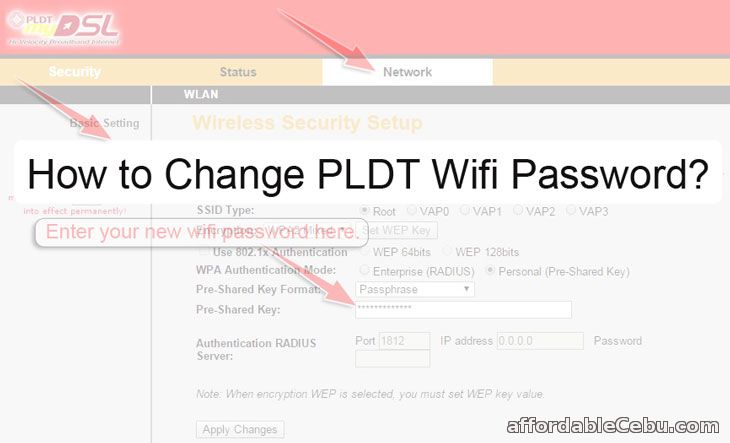change pldt wifi password